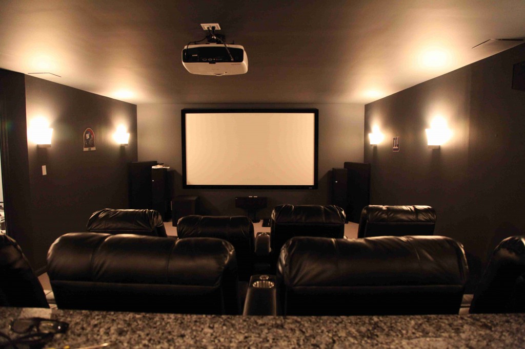 Basement home theater with projector