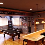 Basement room ideas - game room and bar.